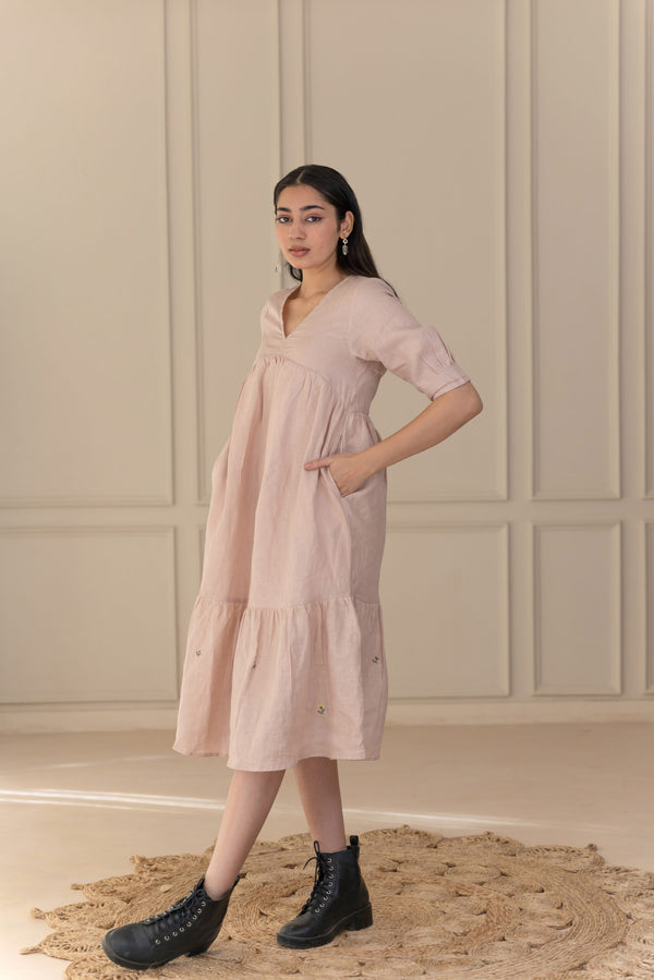 MEADOW LINEN DRESS - Beige