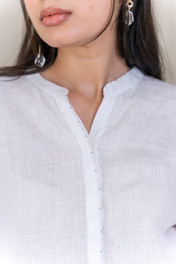 MONA LINEN SHIRT - White