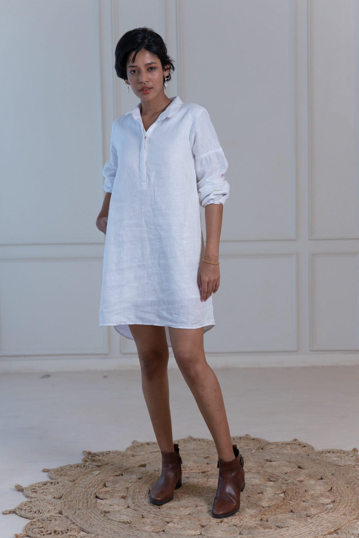 DAWN LINEN DRESS - White