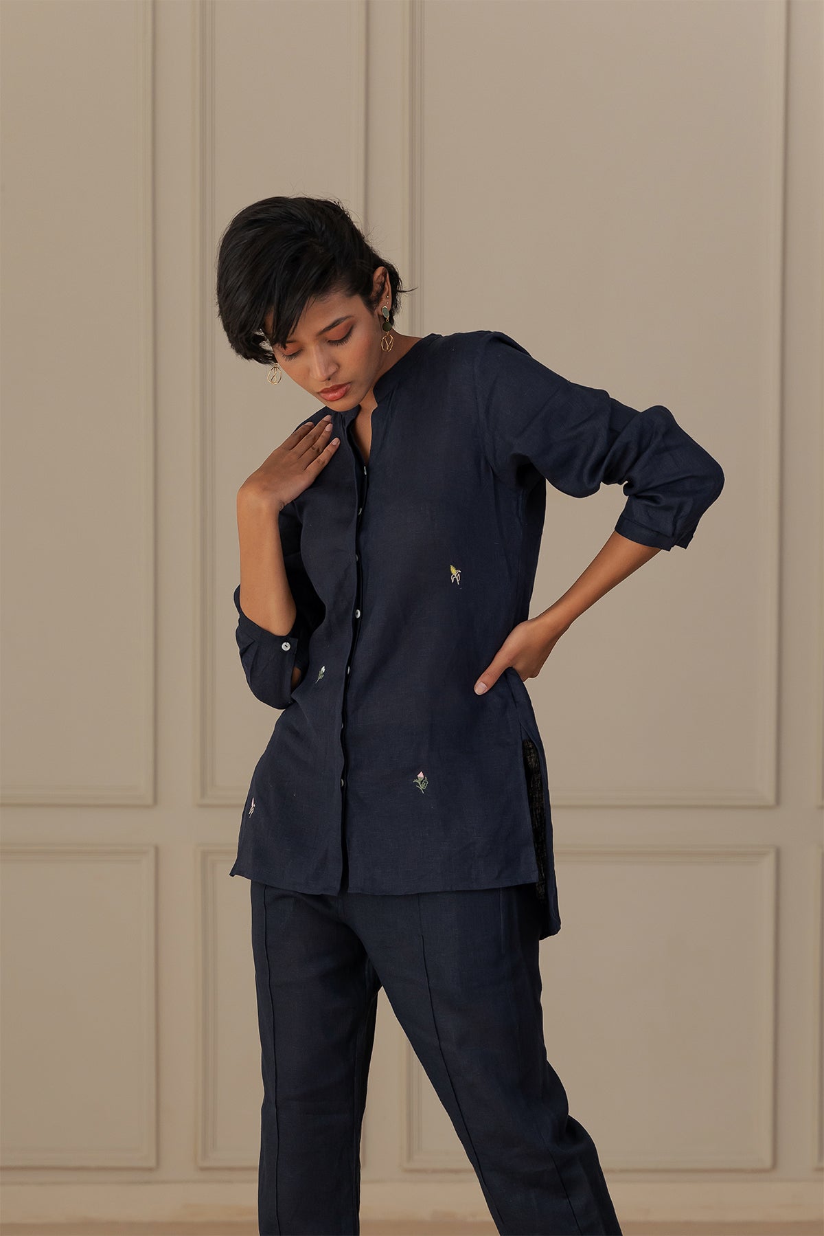 MONA LINEN SHIRT - Blue