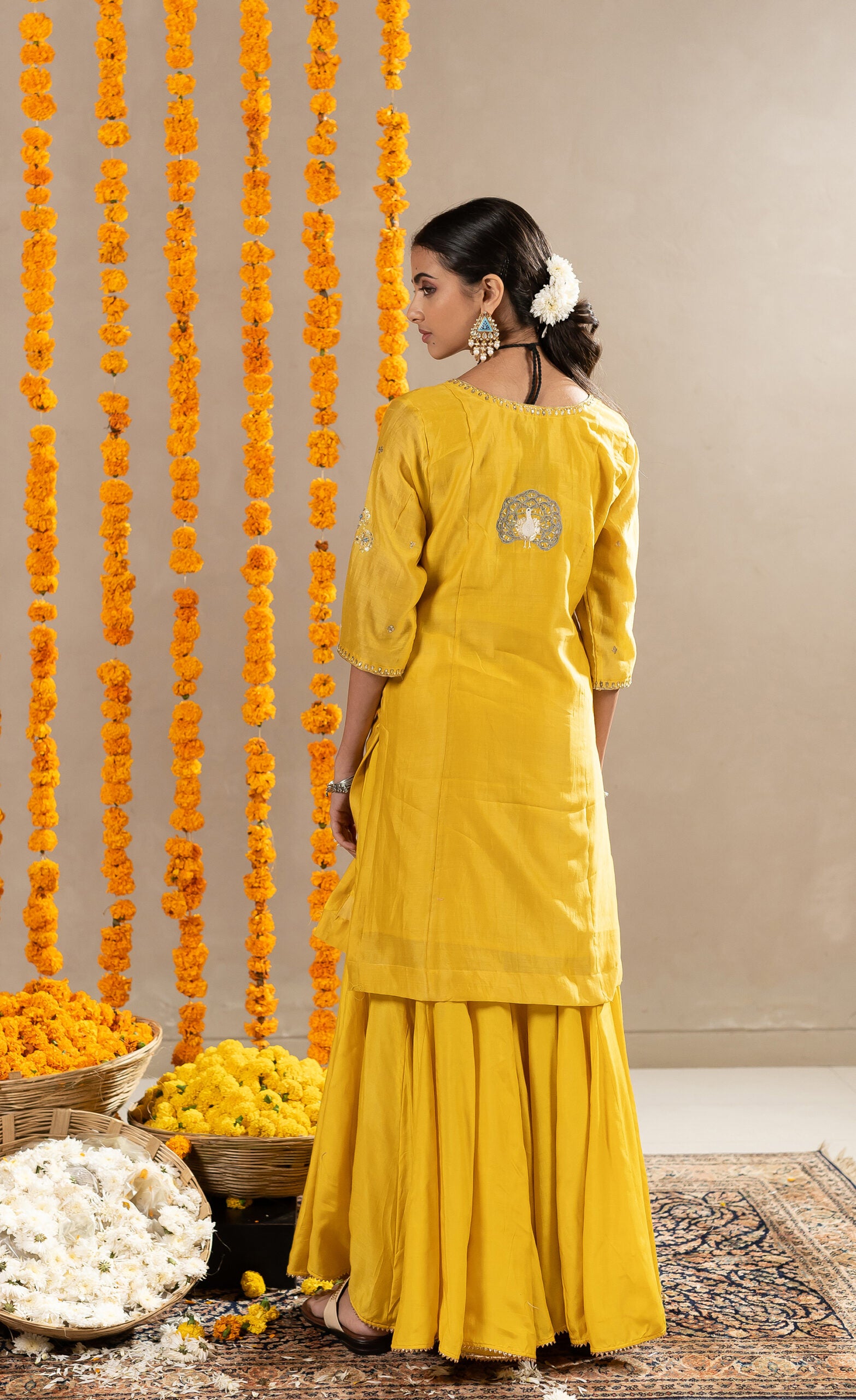 Madhavi-V-Neck-Straight-Kurta-With-Pants-Yellow-