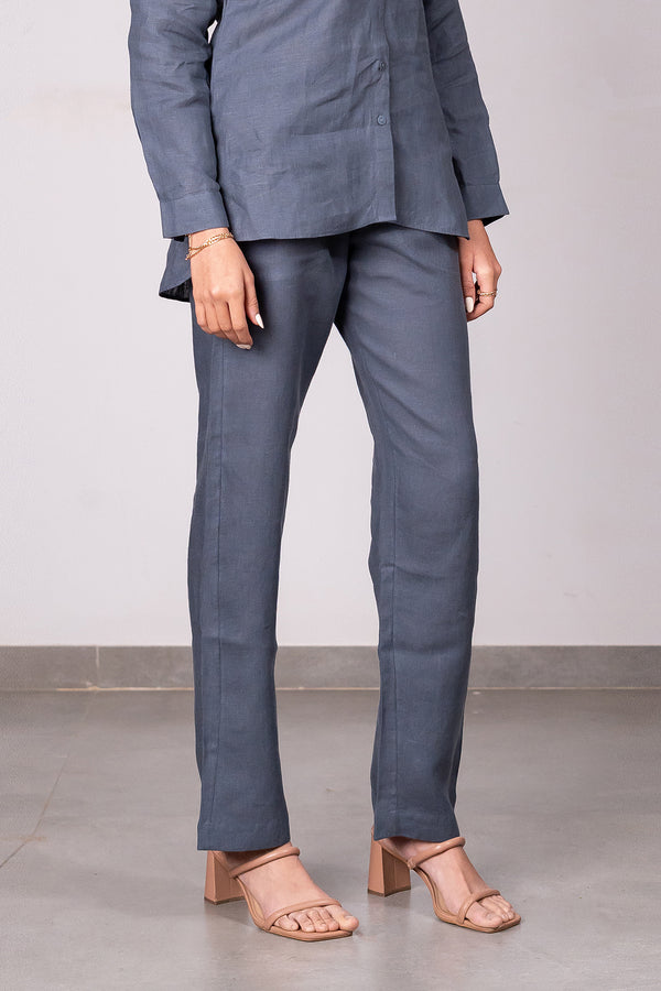 Maya Linen Narrow Pants – Charcoal Grey