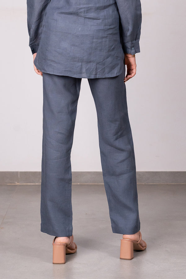 Maya Linen Narrow Pants – Charcoal Grey