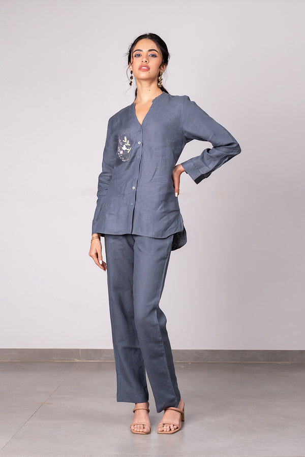 Maya Linen Narrow Pants – Charcoal Grey