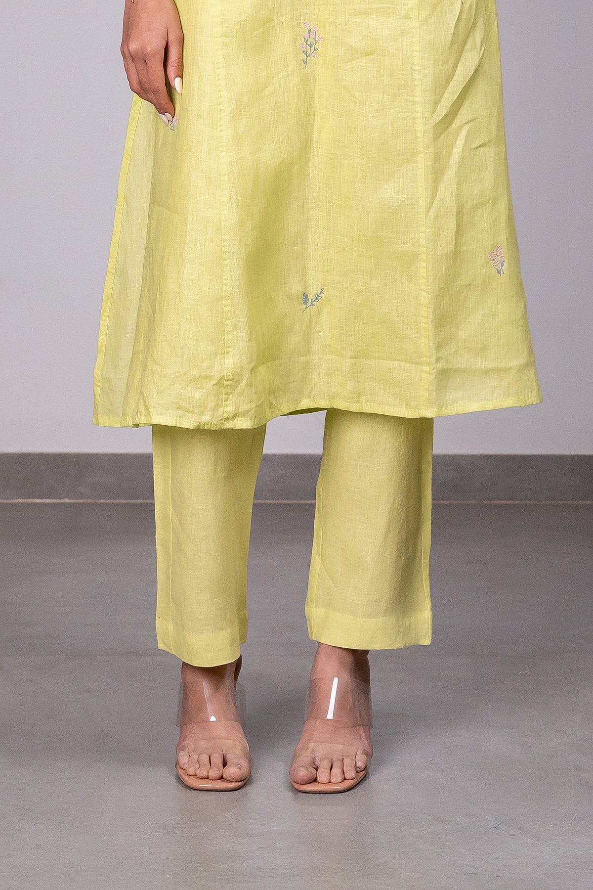 Maya Linen Narrow Pants – Lime