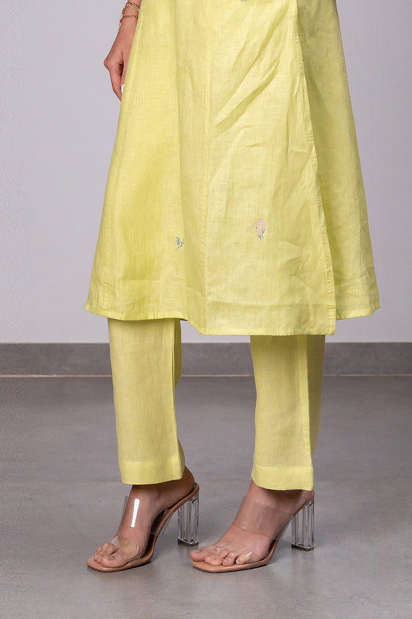 Maya Linen Narrow Pants – Lime