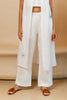 Maya Linen Narrow Pants- Marble White