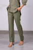 Maya Linen Narrow Pants - Olive Green