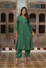Mayur Chanderi Silk A-line Kurta with Pants - Green