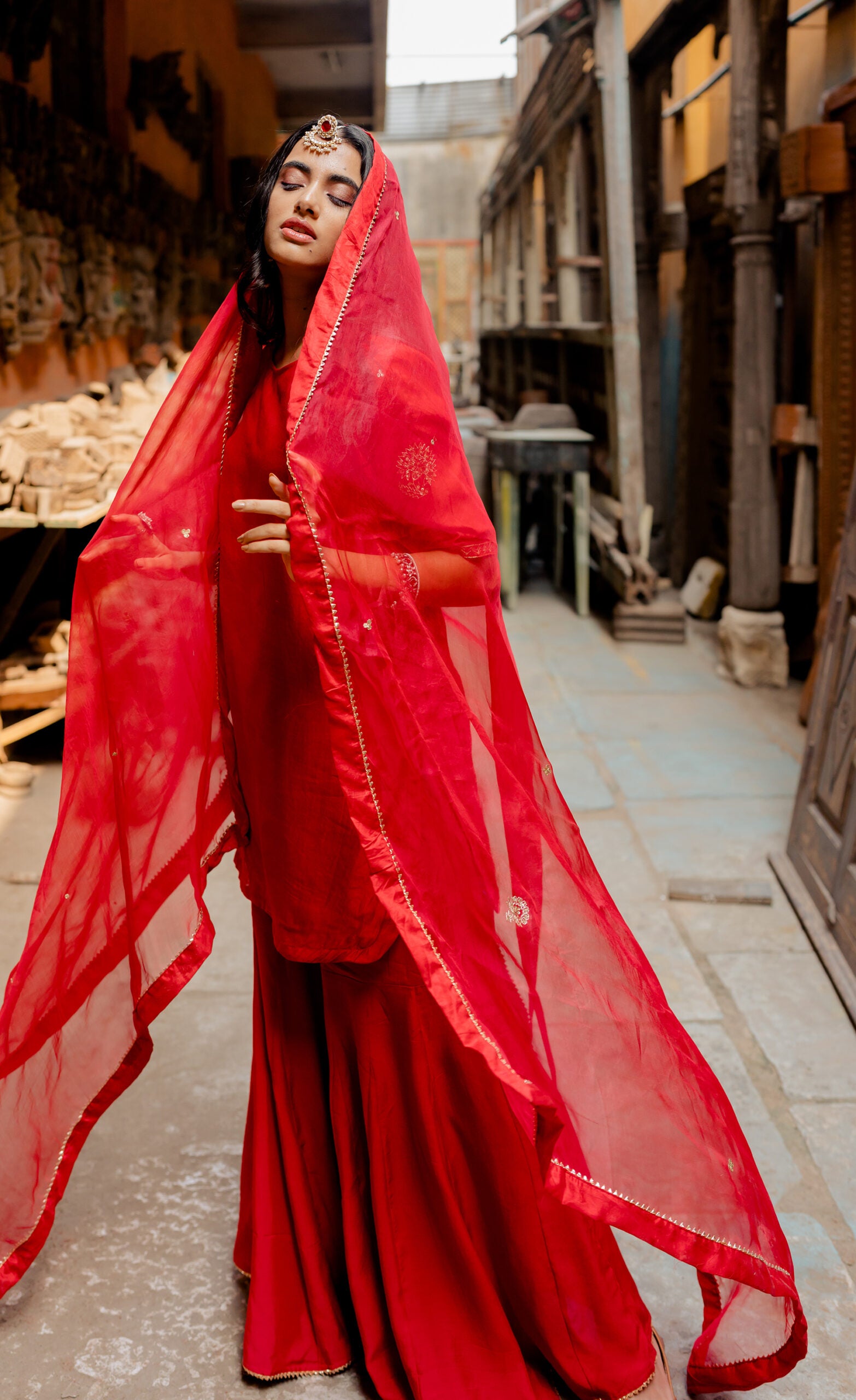 Mayur-Organza-Dupatta-Red-