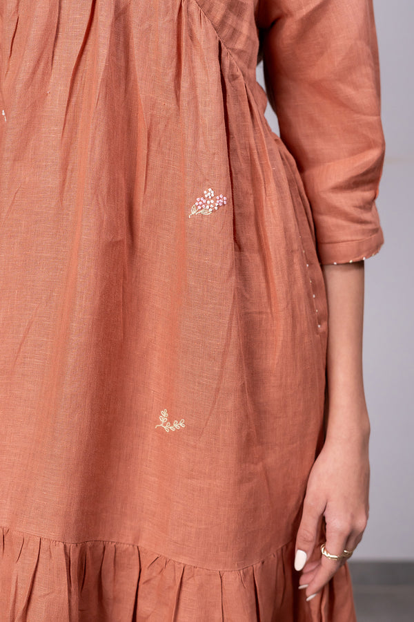 Meadow Linen Dress With Pockets – Sand Brown