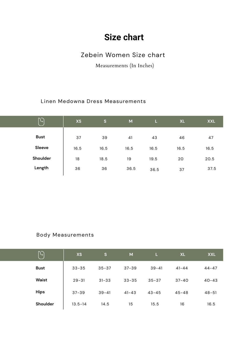 Size Chart 1