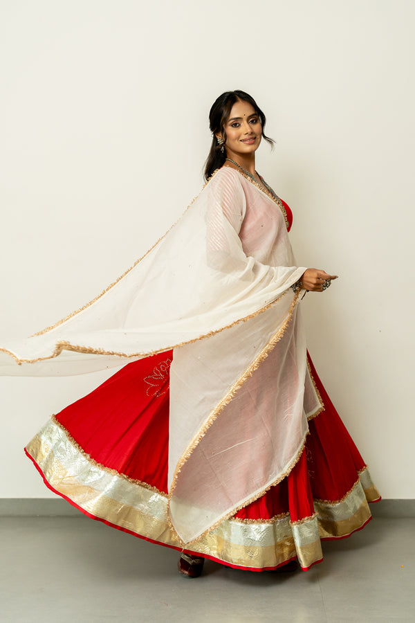 Mukaish Phool Chaniya- Red