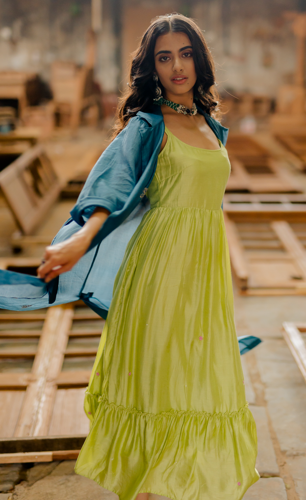 Nalini-Dress-With-Jacket-Pristine-Green-