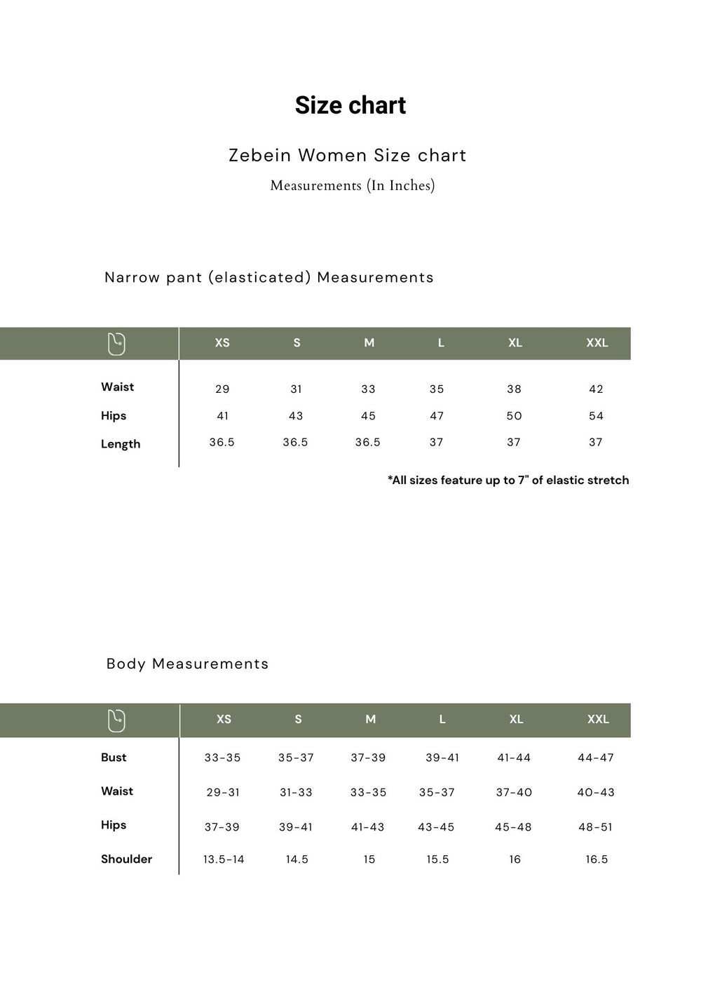 Size Chart 1