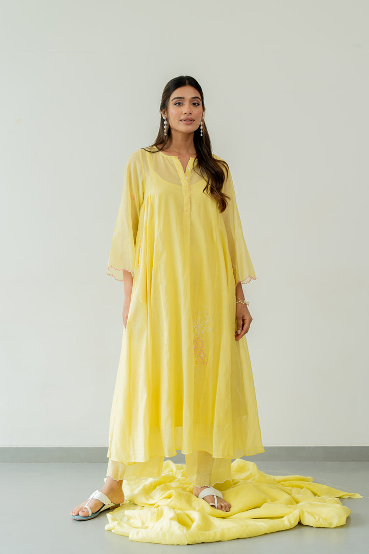 Orchid-Chanderi-Silk-Kali-Kurta-and-Pant-Set-Lemon-Yellow-