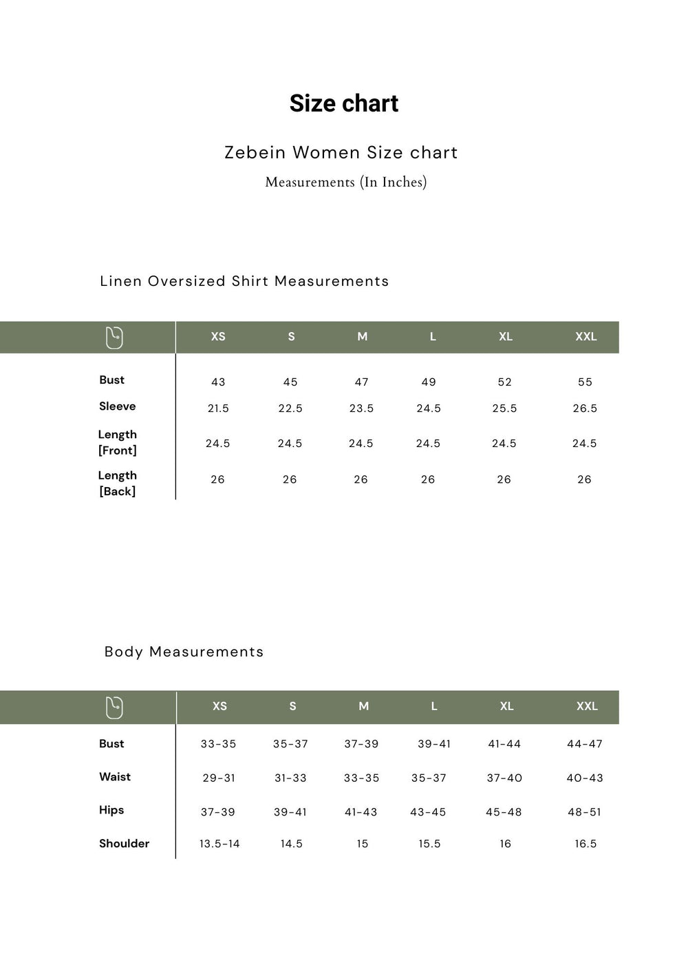 Size Chart 1
