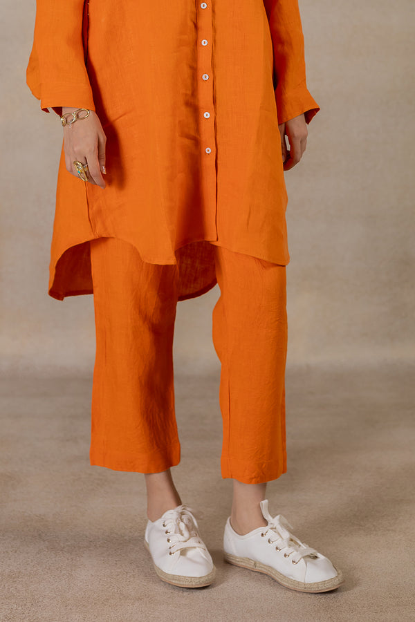 Linen Tapered  Pants - Orange Soda