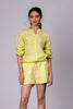 Paloma Linen Drawstring Shirt - Lime