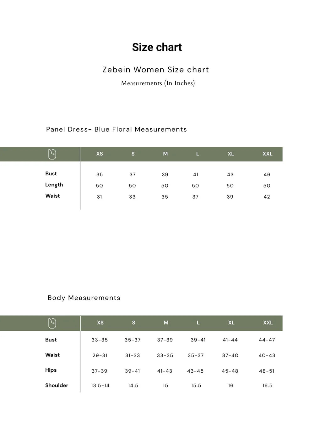 Size Chart 1