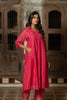 Phool Jhali Chanderi Silk Side Kali Kurta with Pants - Pink