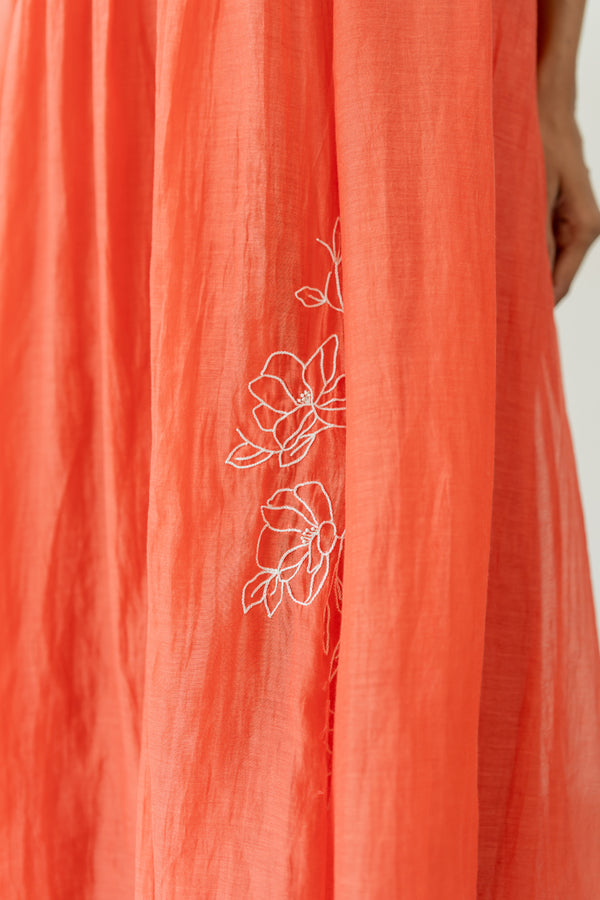 Pushp-Chanderi-Dress-and-Pant-Set-Apricot-