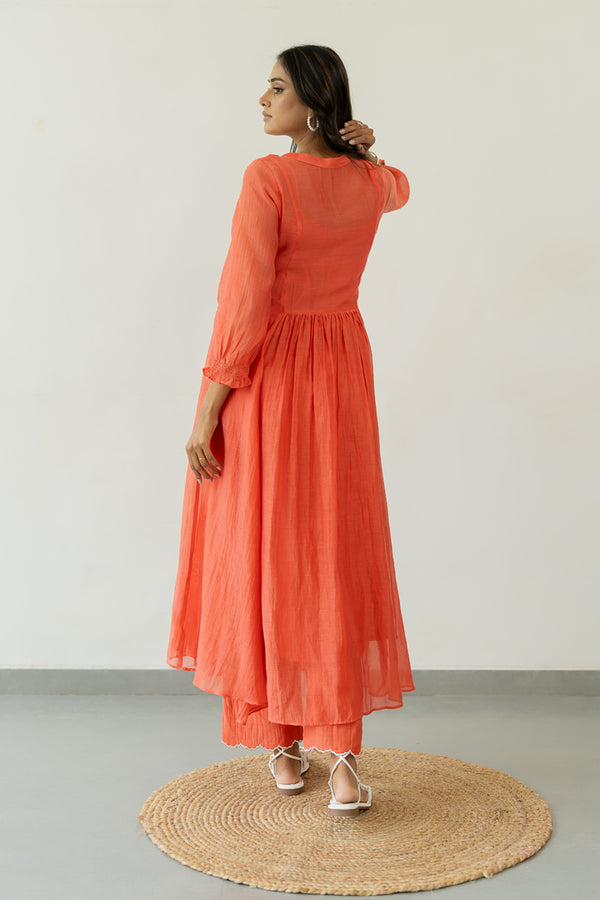 Pushp-Chanderi-Dress-and-Pant-Set-Apricot-