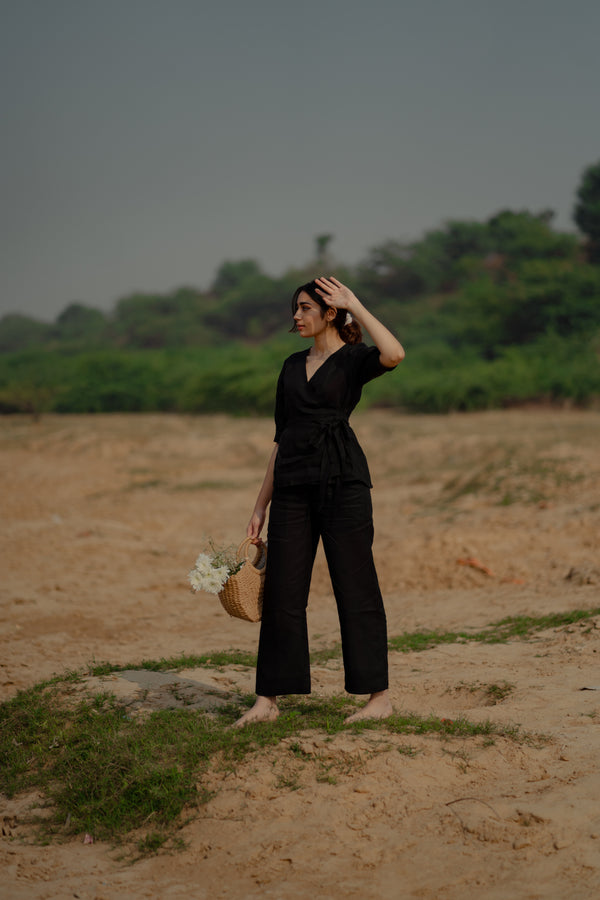 Hinnah wrap top - Black