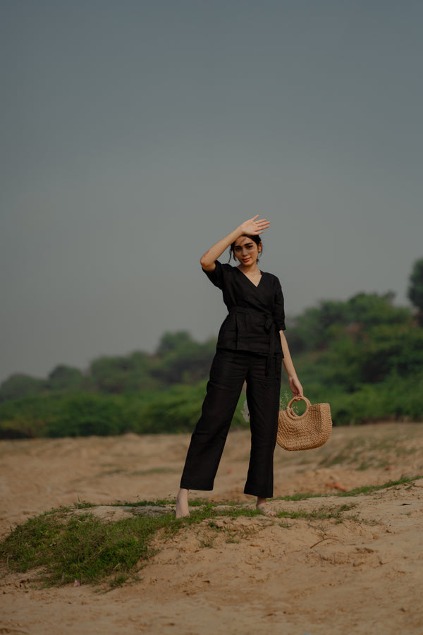 Hinnah wrap top - Black