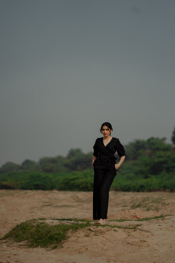 Hinnah wrap top - Black