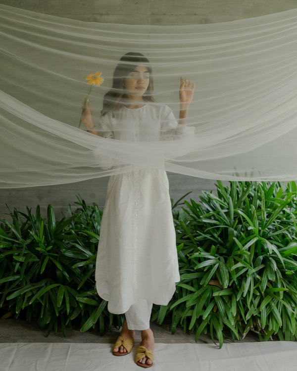 OLIVIA LINEN KURTA - Off White