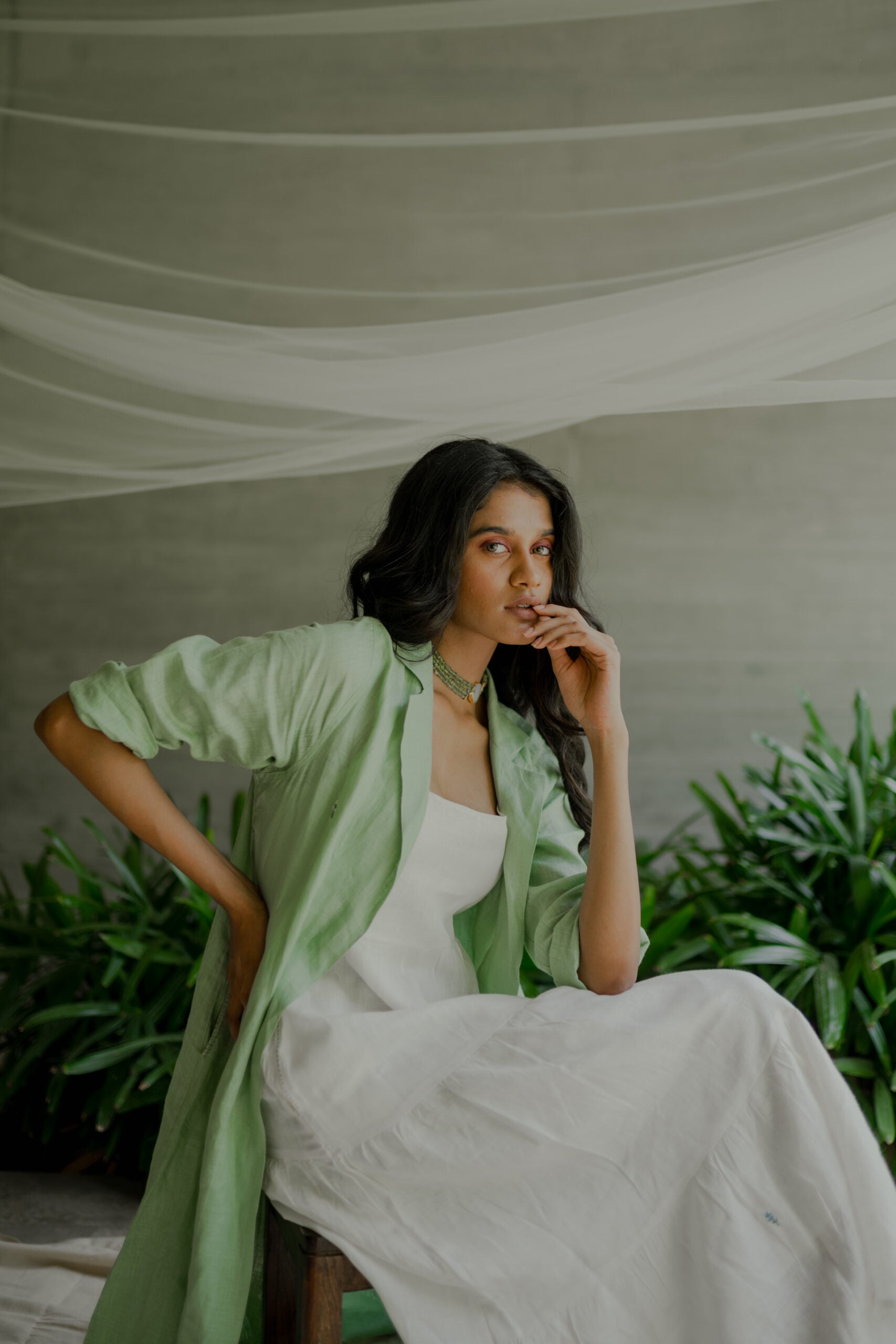 Charlotte Linen Long Overlay - Pista