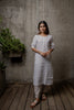 Janice Linen Half Placket kurta - White