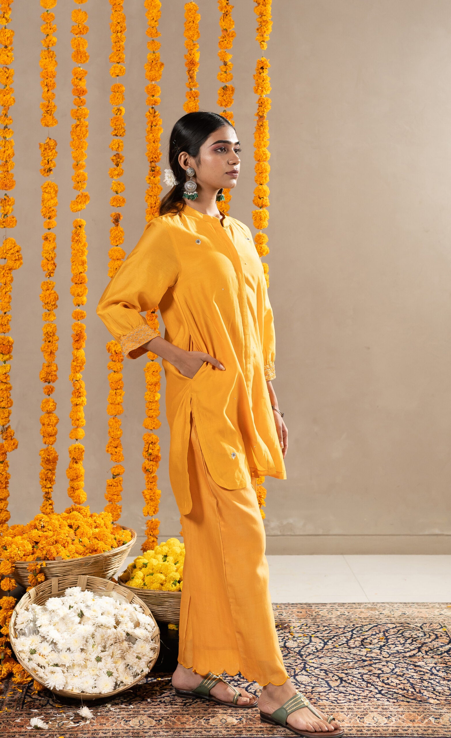 Rhea-Short-Kurta-With-Pants-Mustard-Orange-