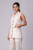 Ruth Linen Sleeveless Blazer with welt pockets - Ecru