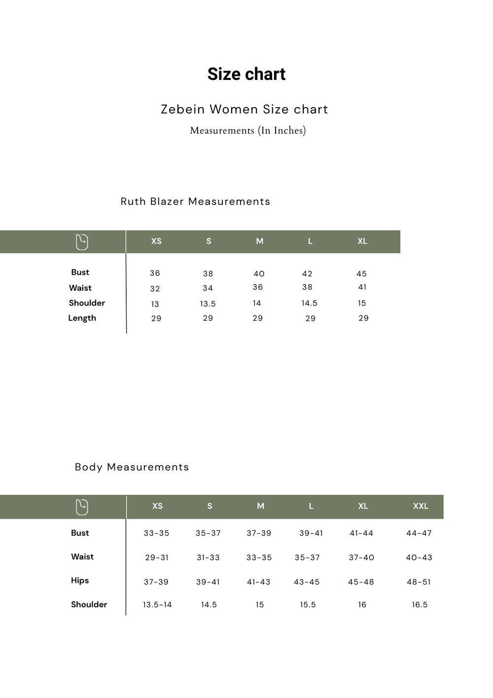 Size Chart 1