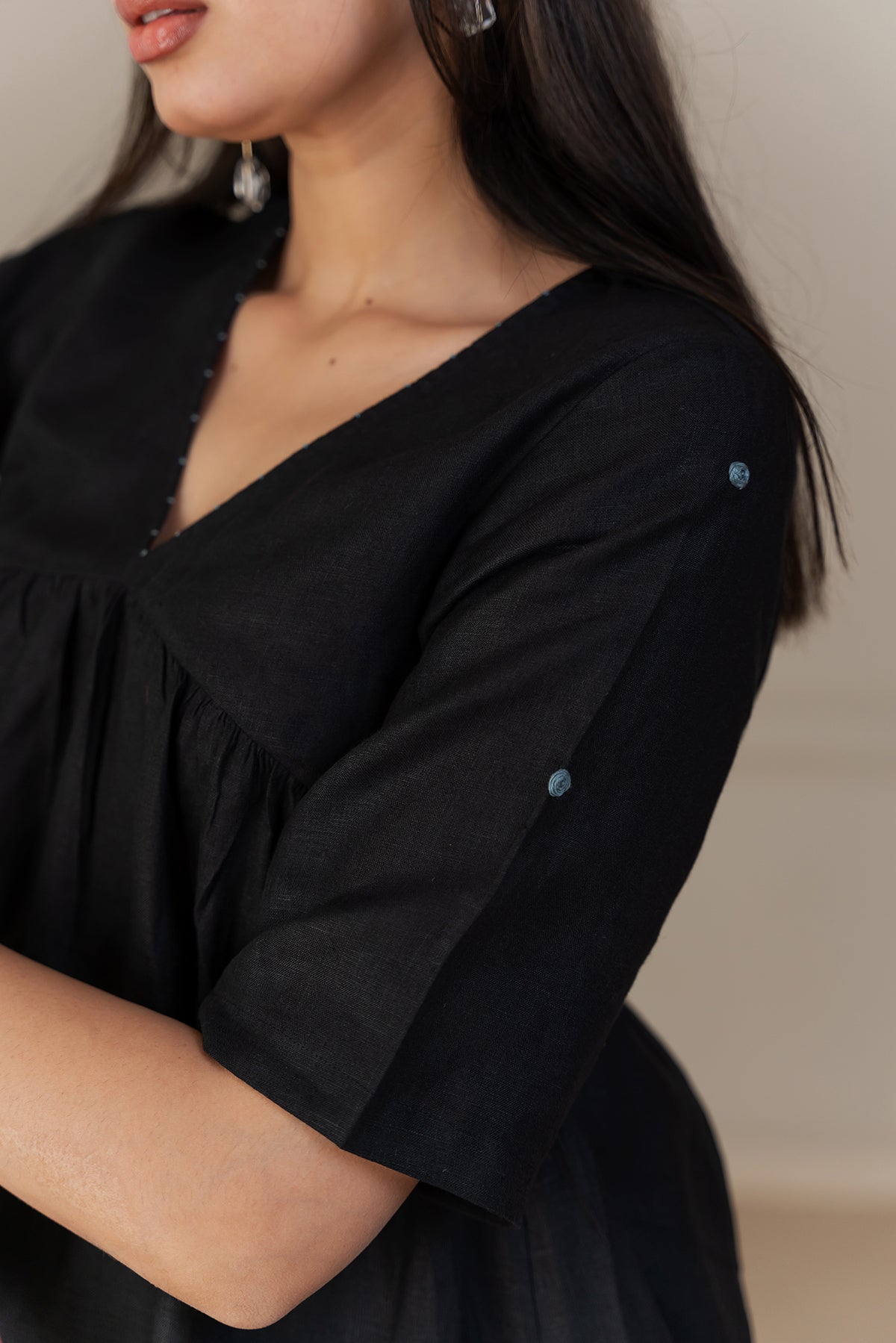 Sabina Linen Top - Black