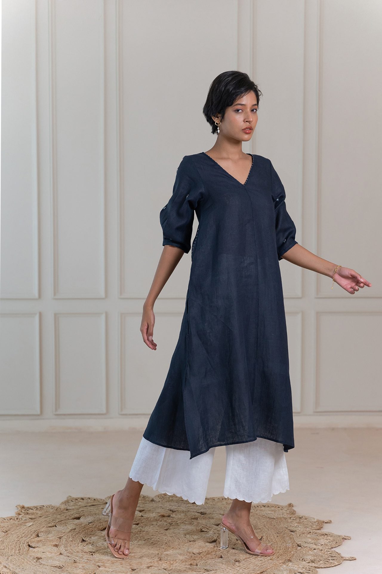 SOFIA LINEN KURTA - Blue
