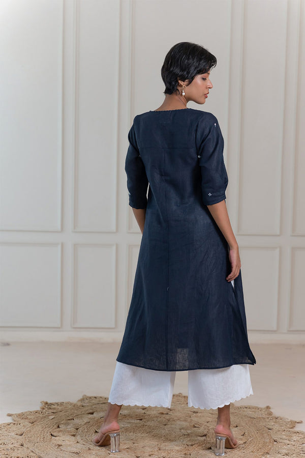 SOFIA LINEN KURTA - Blue