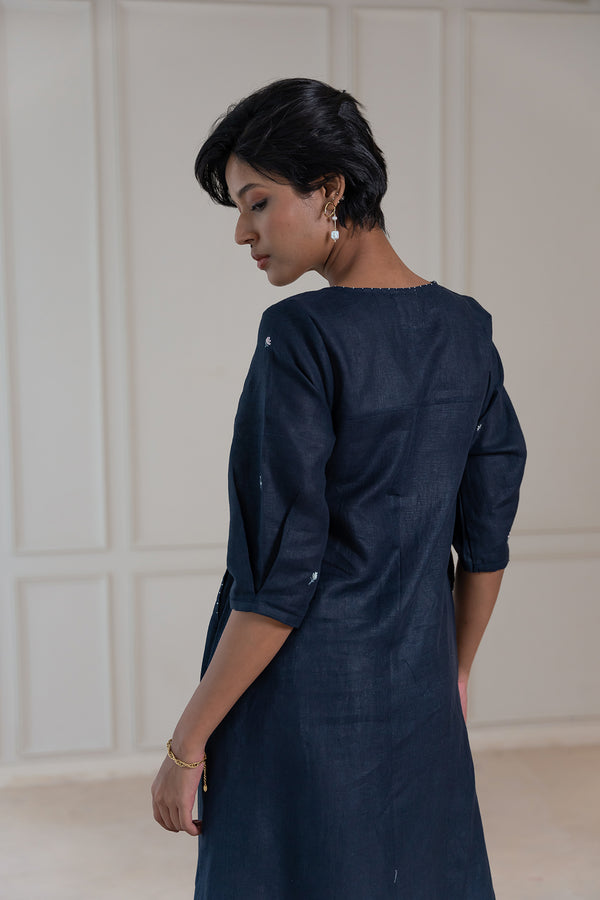 SOFIA LINEN KURTA - Blue