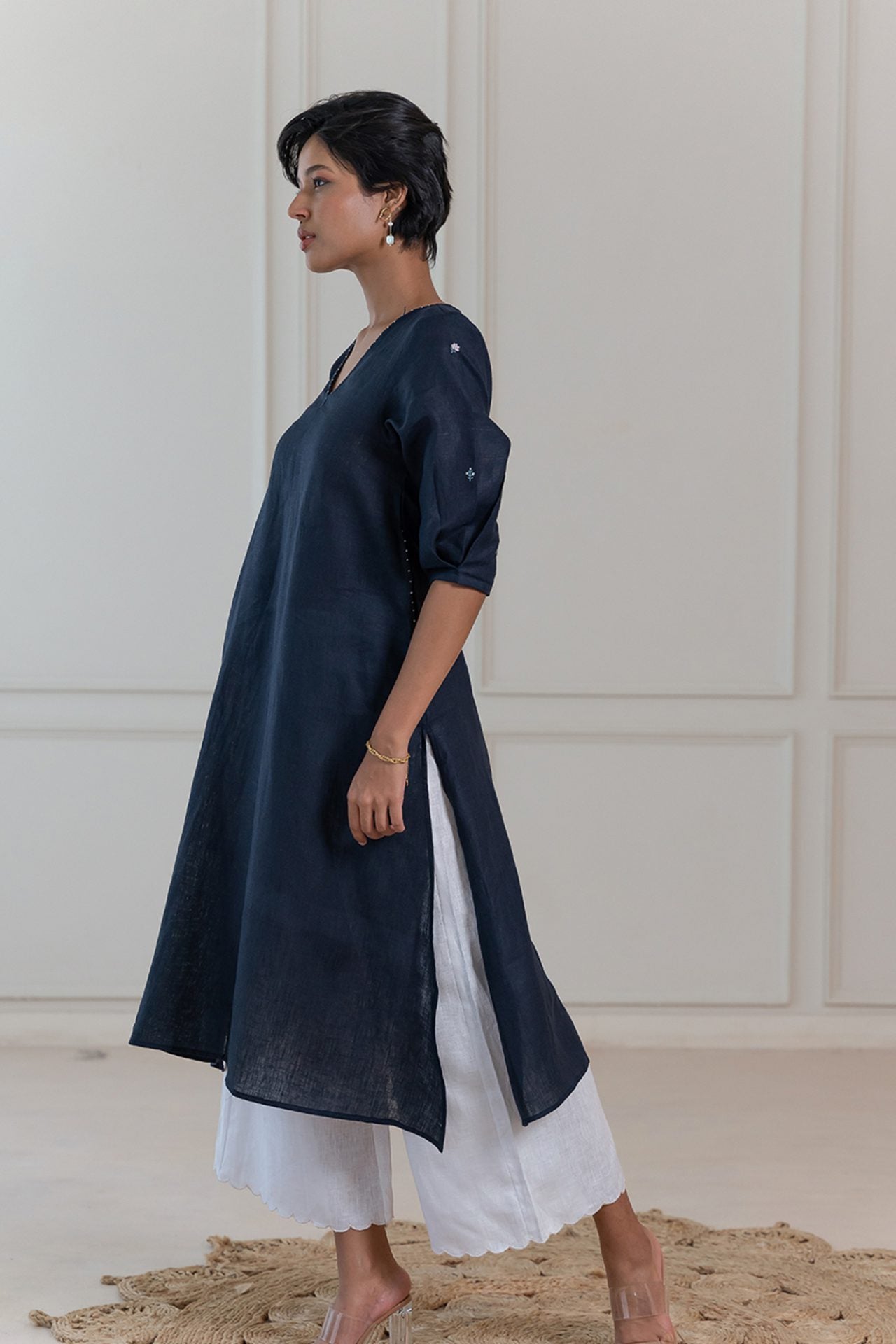 SOFIA LINEN KURTA - Blue