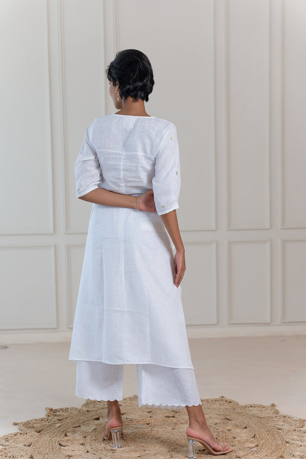 SOFIA LINEN KURTA - White