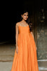 Saanjh Panel Chanderi Silk Dress - Orange