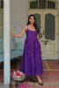 Saanjh Panel Chanderi Silk Dress - Purple