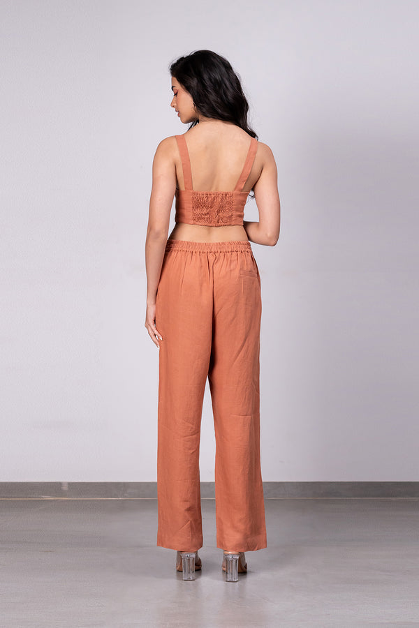 Sally Linen Top – Sand Brown