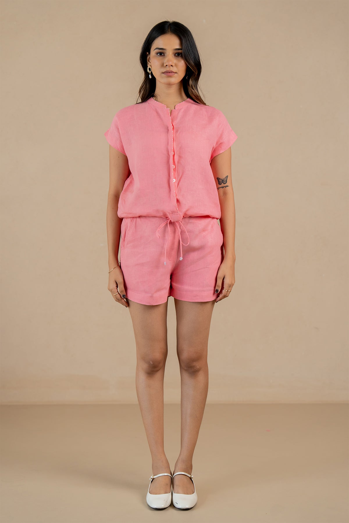 Sandy-Linen-Drawstring-Shirt-Flamingo-Pink-