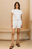 Sandy Linen Drawstring Shirt - Marble White