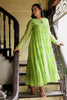 Seven tier chanderi silk kurta set- Soft Green