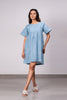 Silvia Linen Boxy Short Dress with pockets - Icy Blue