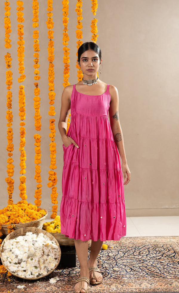 Tara-Mirror-Work-Tier-Dress-Pink-